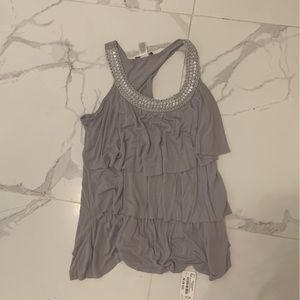 Y2K Grey cami silver rhinestone neckline cami